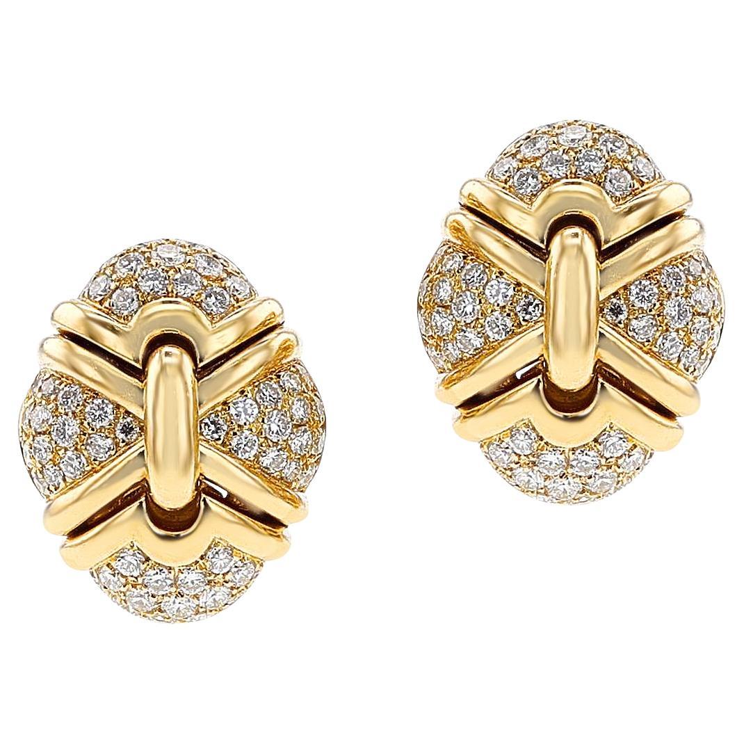BVLGARI Diamond and 18k Gold Earrings