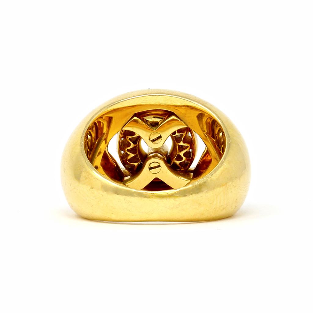 Women's or Men's Bvlgari Diamond and Gold Cocktail Ring For Sale