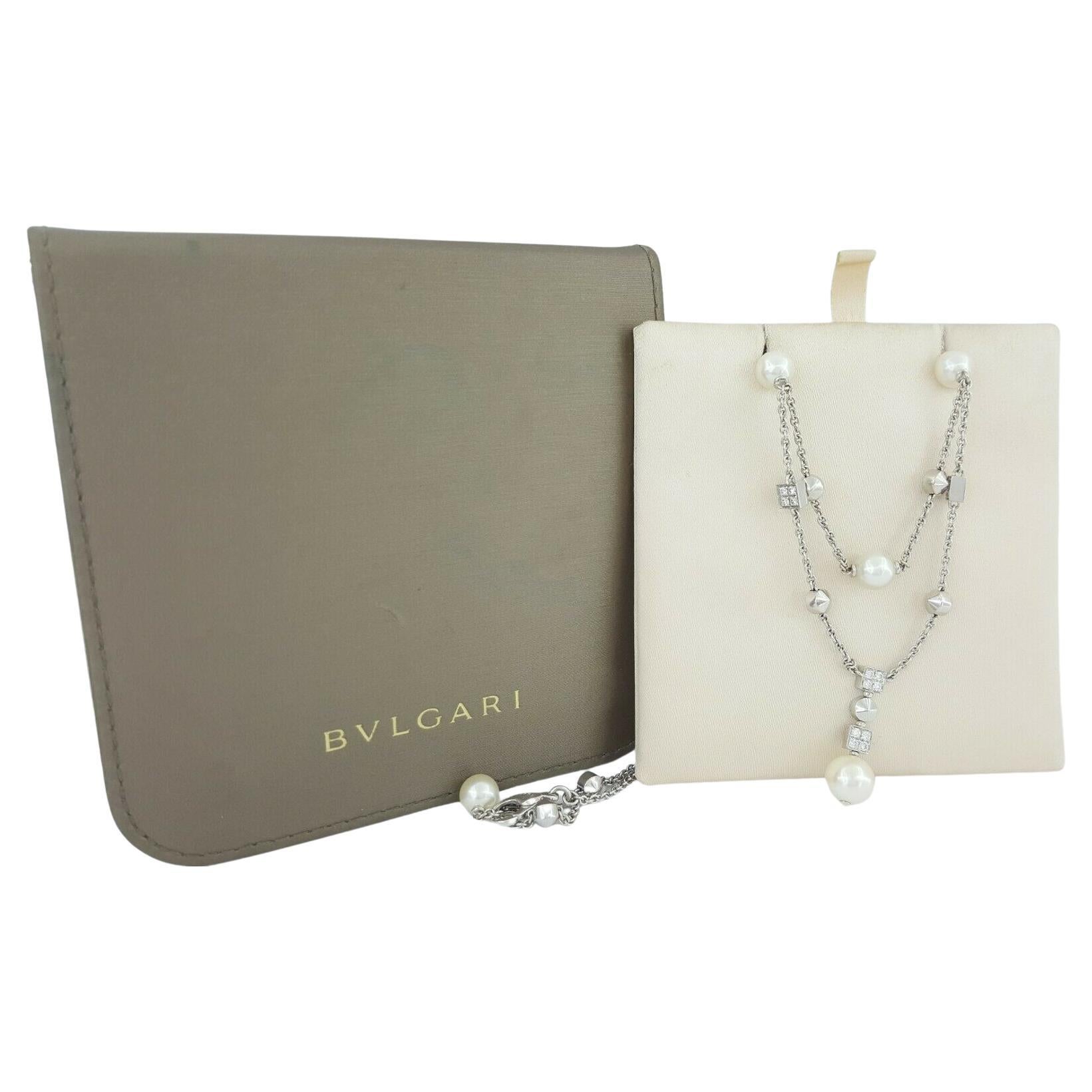 Bvlgari Diamond and Pearl Dangling Necklace For Sale