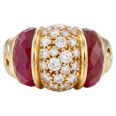 Bvlgari Bague en or jaune 18 carats avec diamants et tourmaline rose