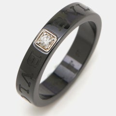 Bvlgari Diamond Black Ceramic Band Ring Size 57