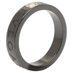 Bvlgari Diamond Black Ceramic Band Ring Size 57