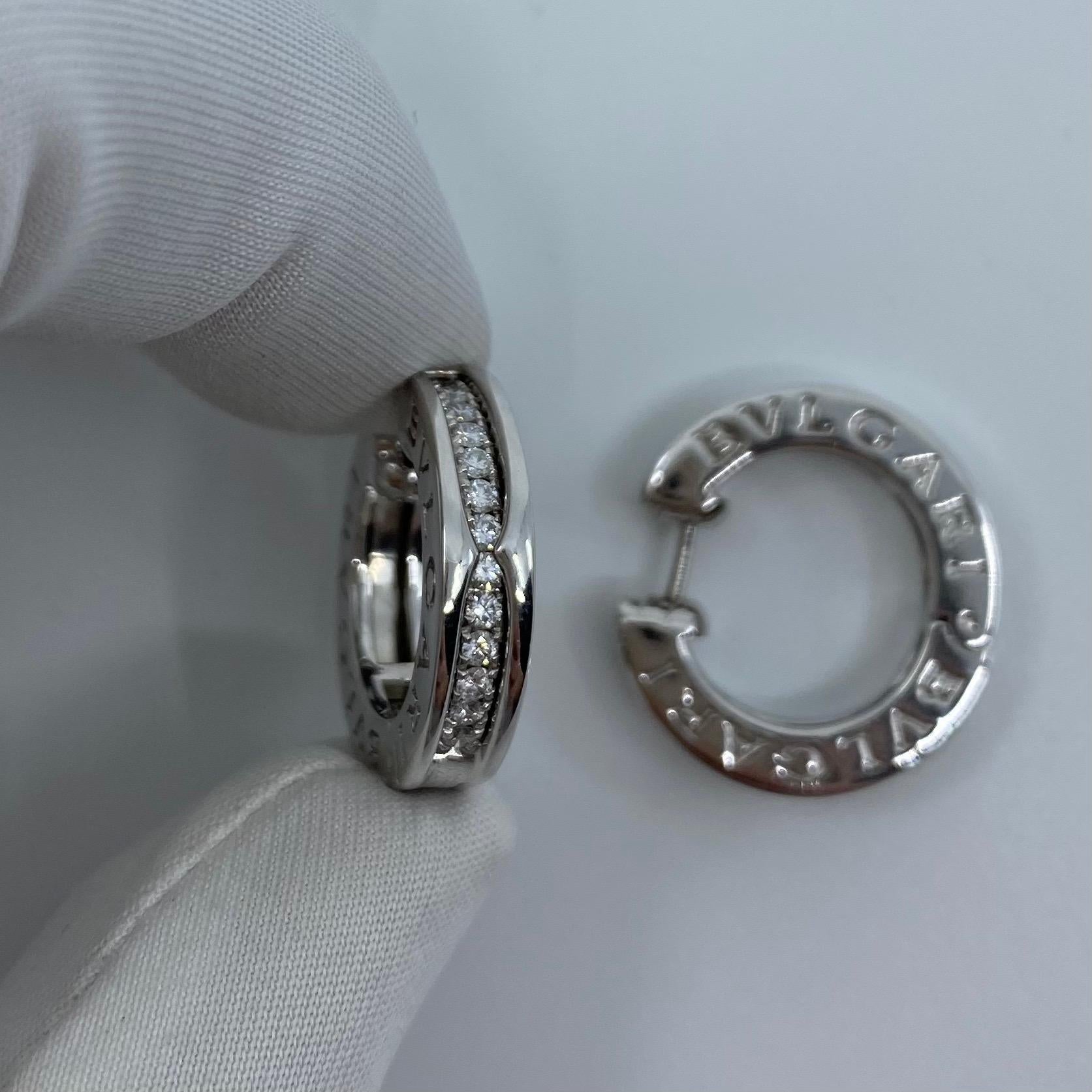 Bvlgari Diamond B.Zero1 18 Karat White Gold Hoop Stud Earrings 5