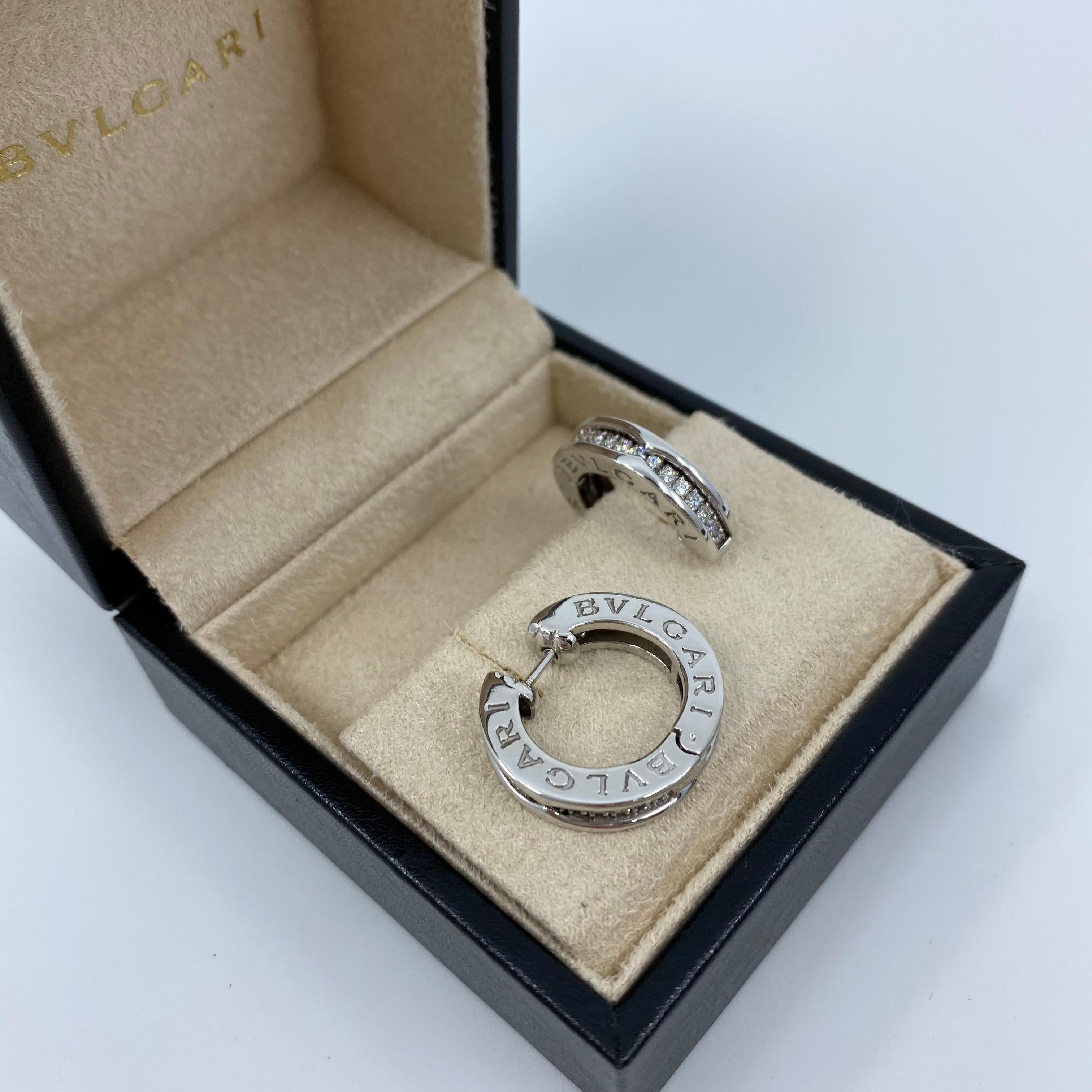 Bvlgari Diamond B.Zero1 18 Karat White Gold Hoop Stud Earrings 6