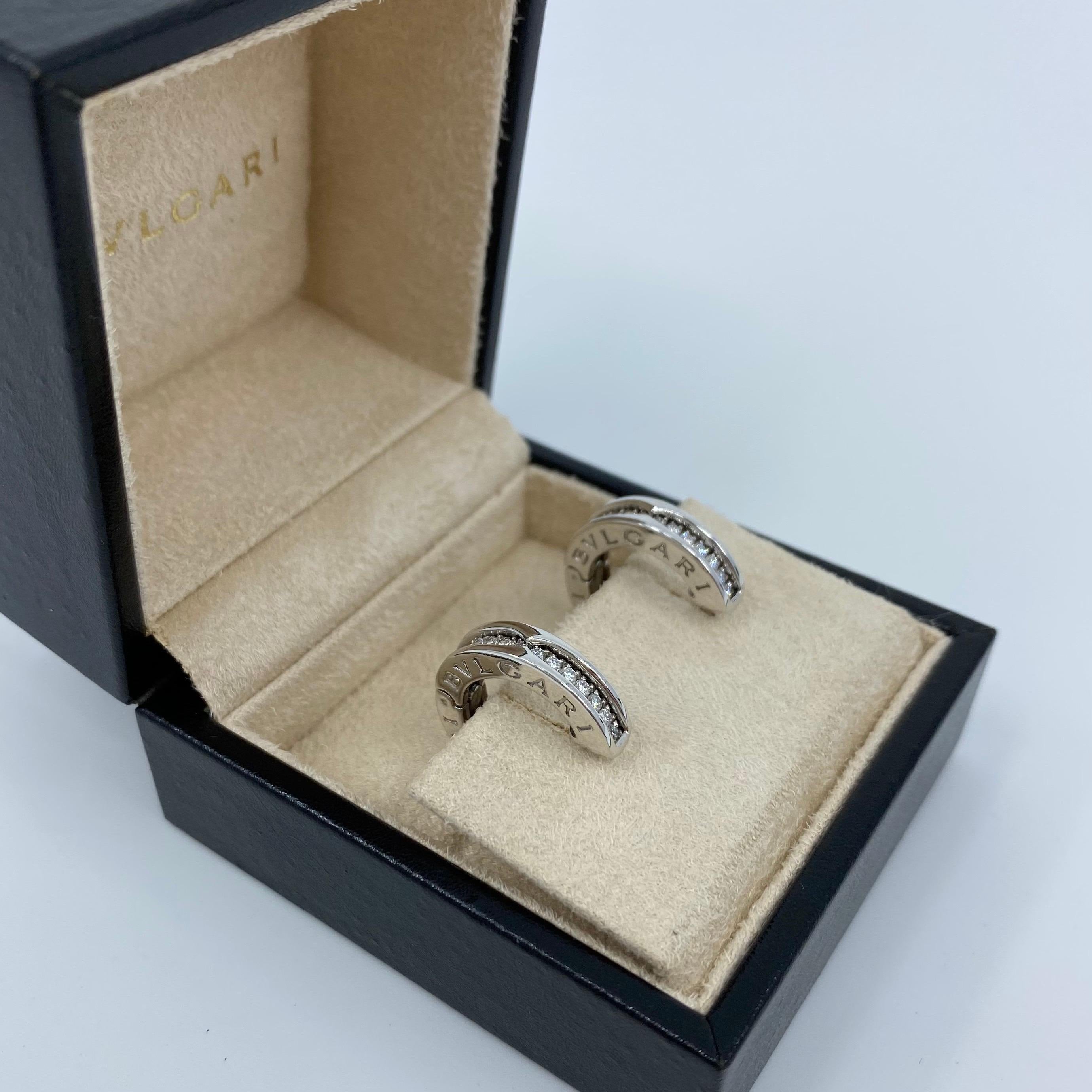Women's Bvlgari Diamond B.Zero1 18 Karat White Gold Hoop Stud Earrings