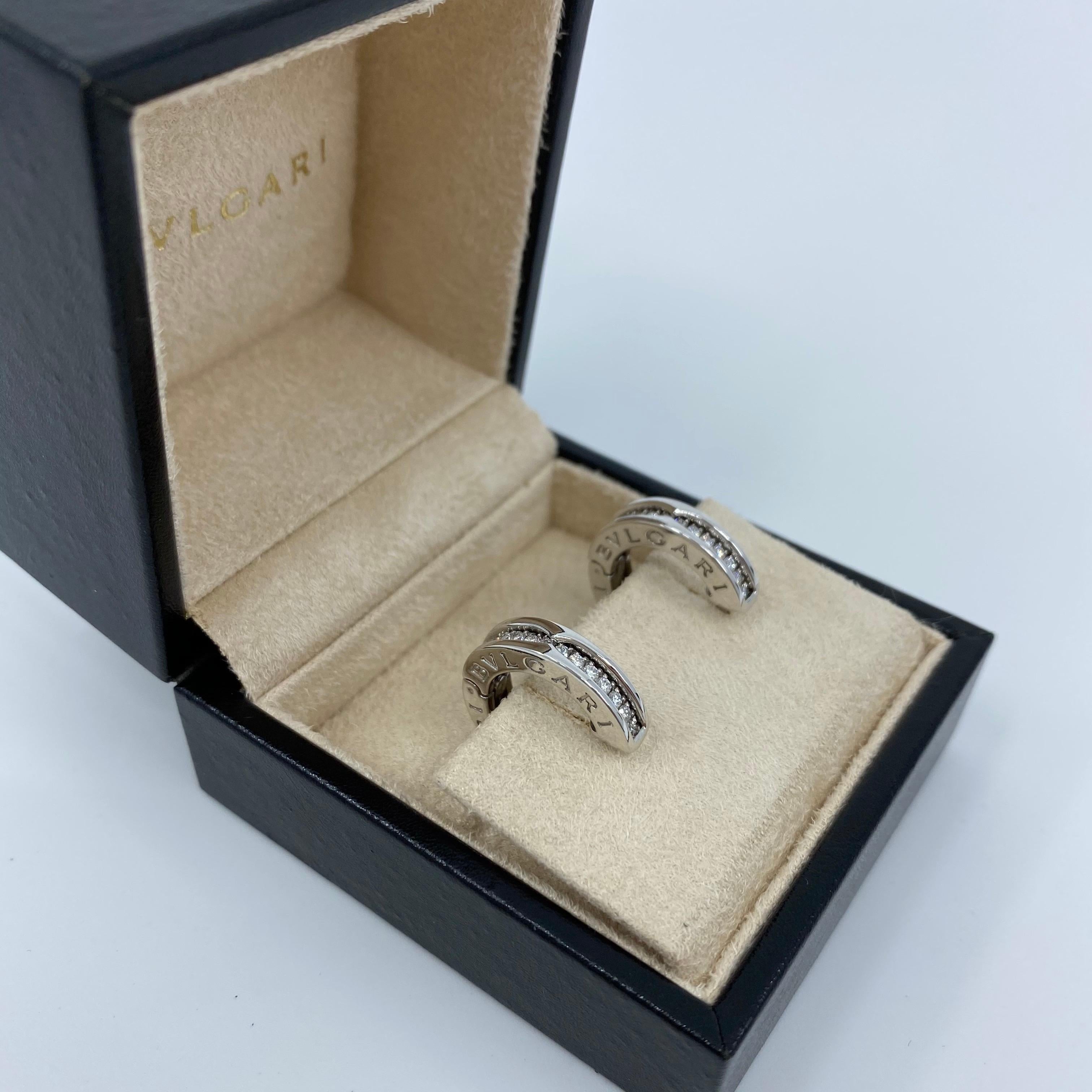 Bvlgari Diamond B.Zero1 18 Karat White Gold Hoop Stud Earrings 2