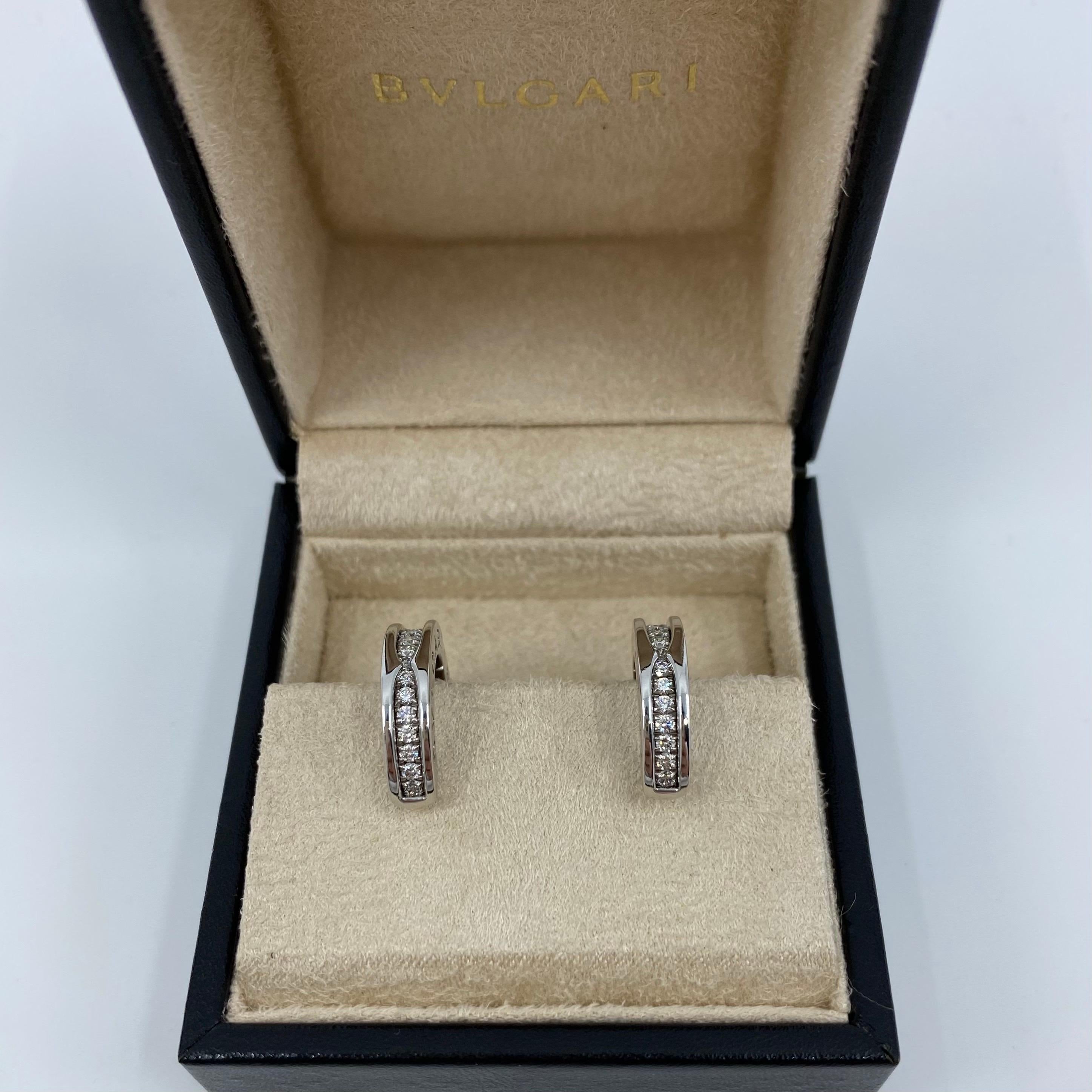 Bvlgari Diamond B.Zero1 18 Karat White Gold Hoop Stud Earrings 3