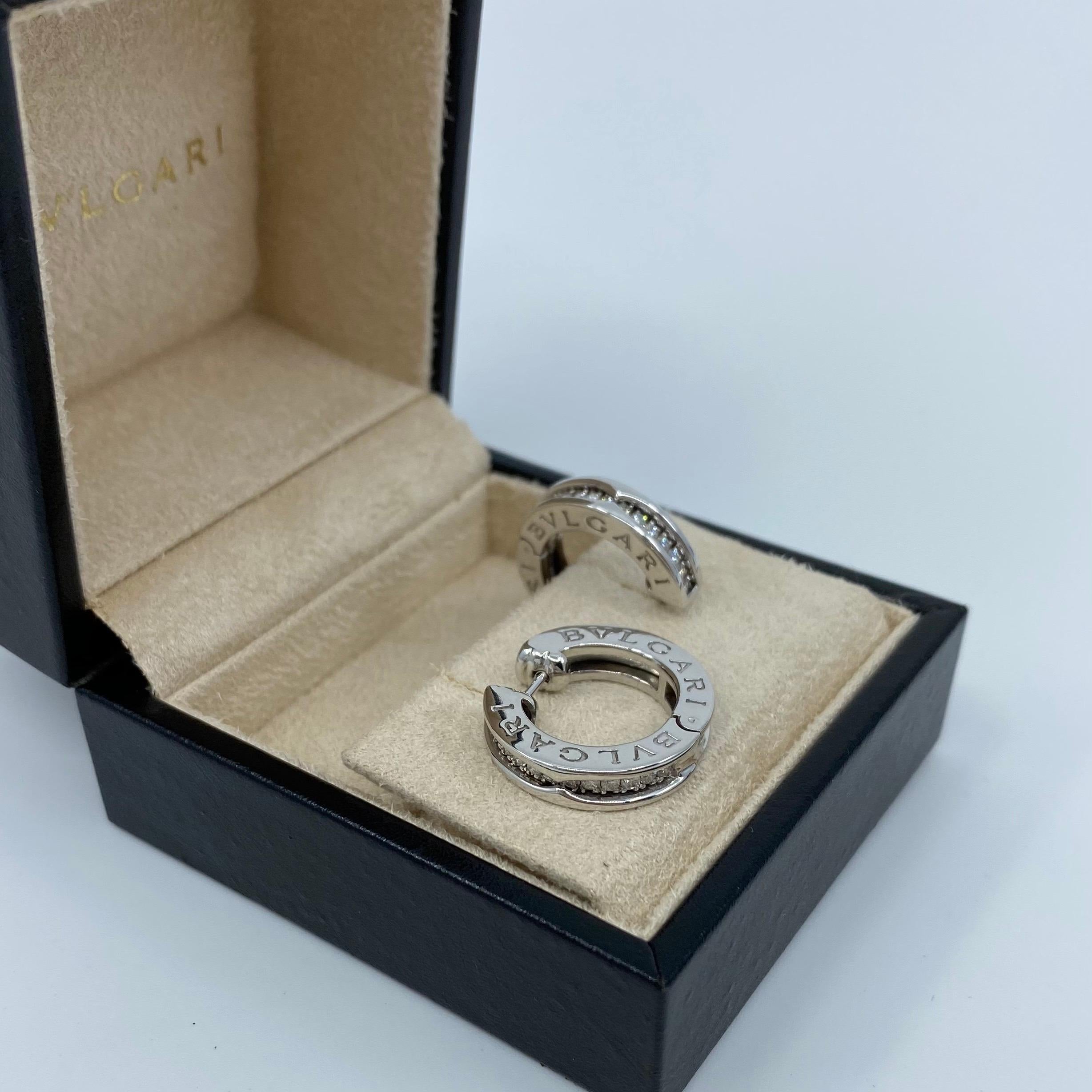 Bvlgari Diamond B.Zero1 18 Karat White Gold Hoop Stud Earrings 4