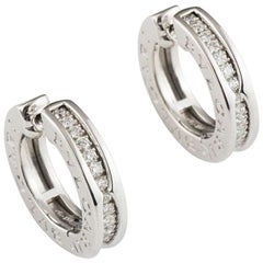 Bvlgari Diamond B.Zero1 18 Karat White Gold Hoop Stud Earrings