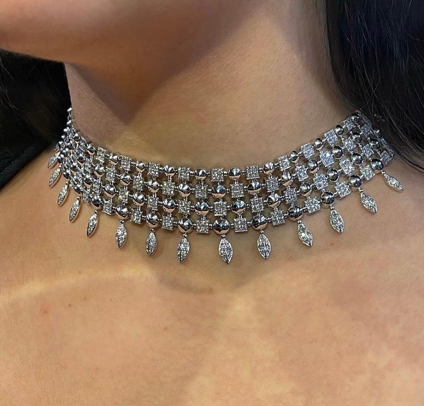 Round Cut Bvlgari Diamond Choker Necklace
