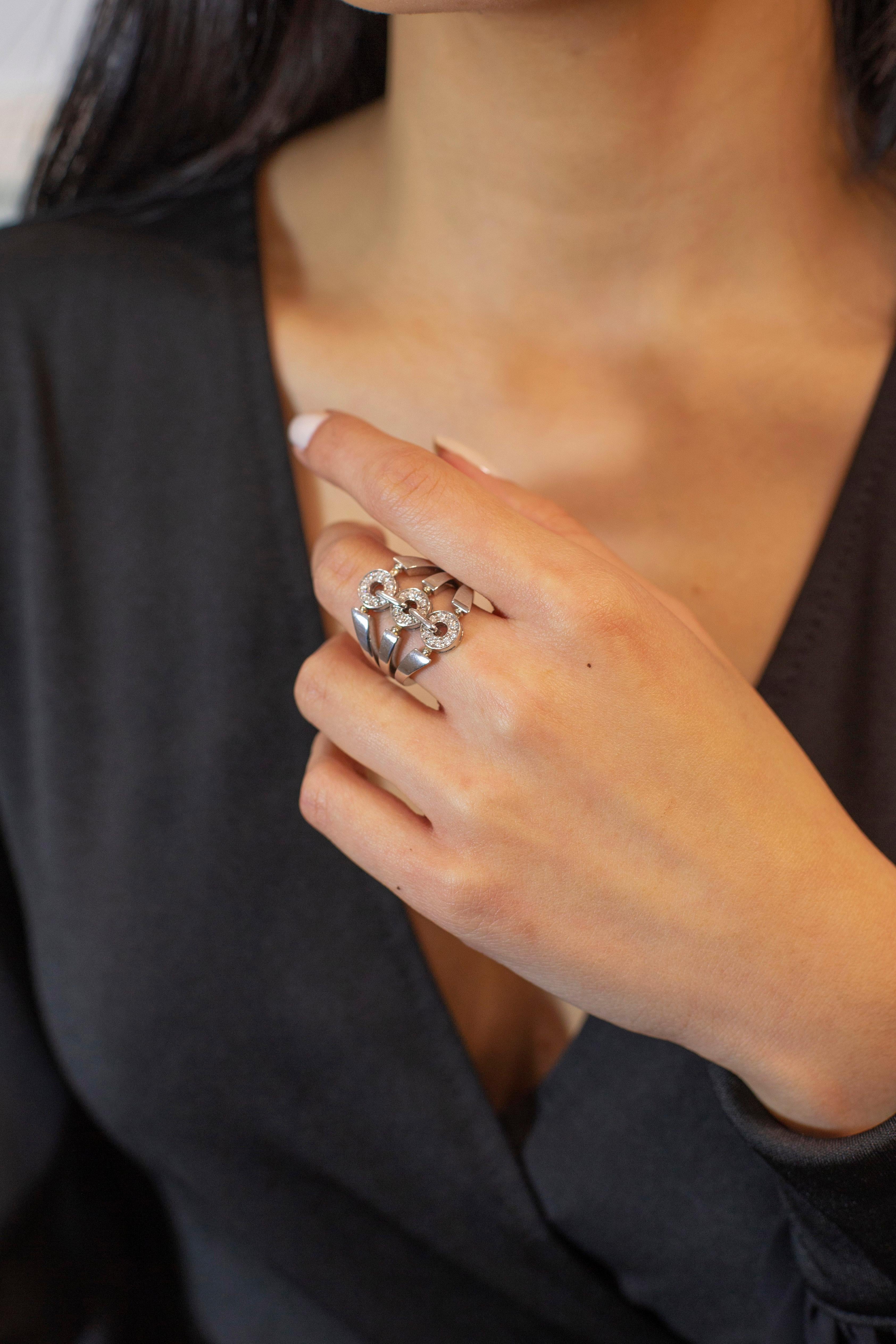 Bvlgari Diamond Cocktail Ring in White Gold In Good Condition In New York, NY