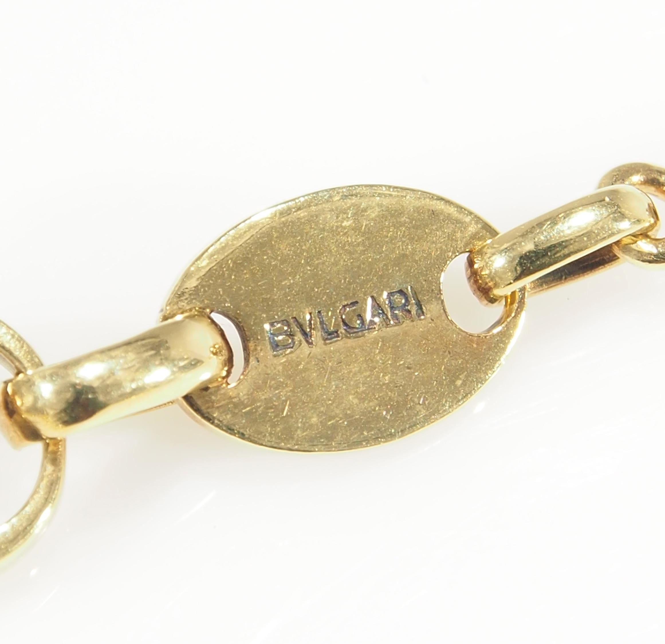 Women's or Men's Bvlgari Diamond Coral Necklace Yellow Gold 18 Karat