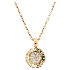 Bvlgari Diamond Disc 18 Karat Yellow Gold Modern Pendant Necklace