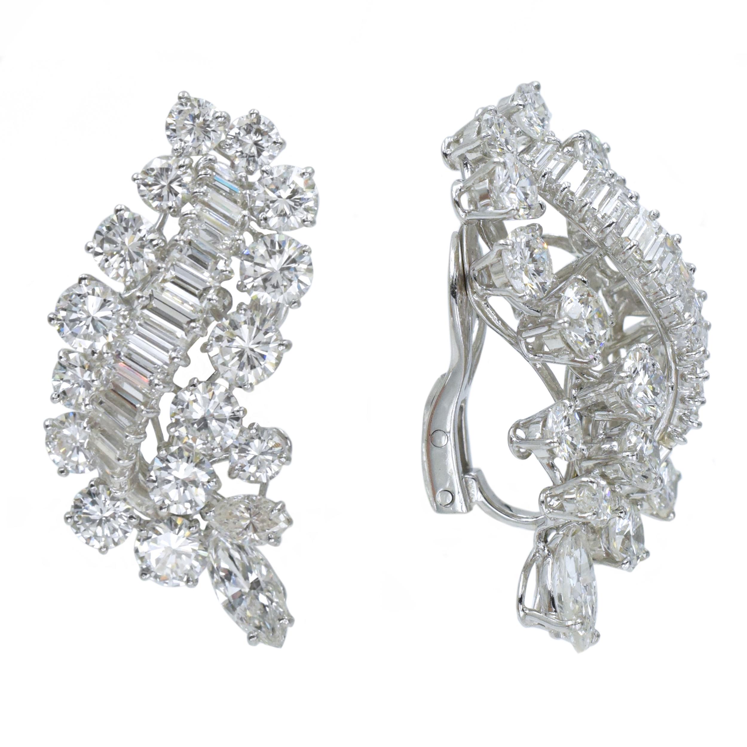 Round Cut Bvlgari Diamond  Ear-Clips Platinum For Sale