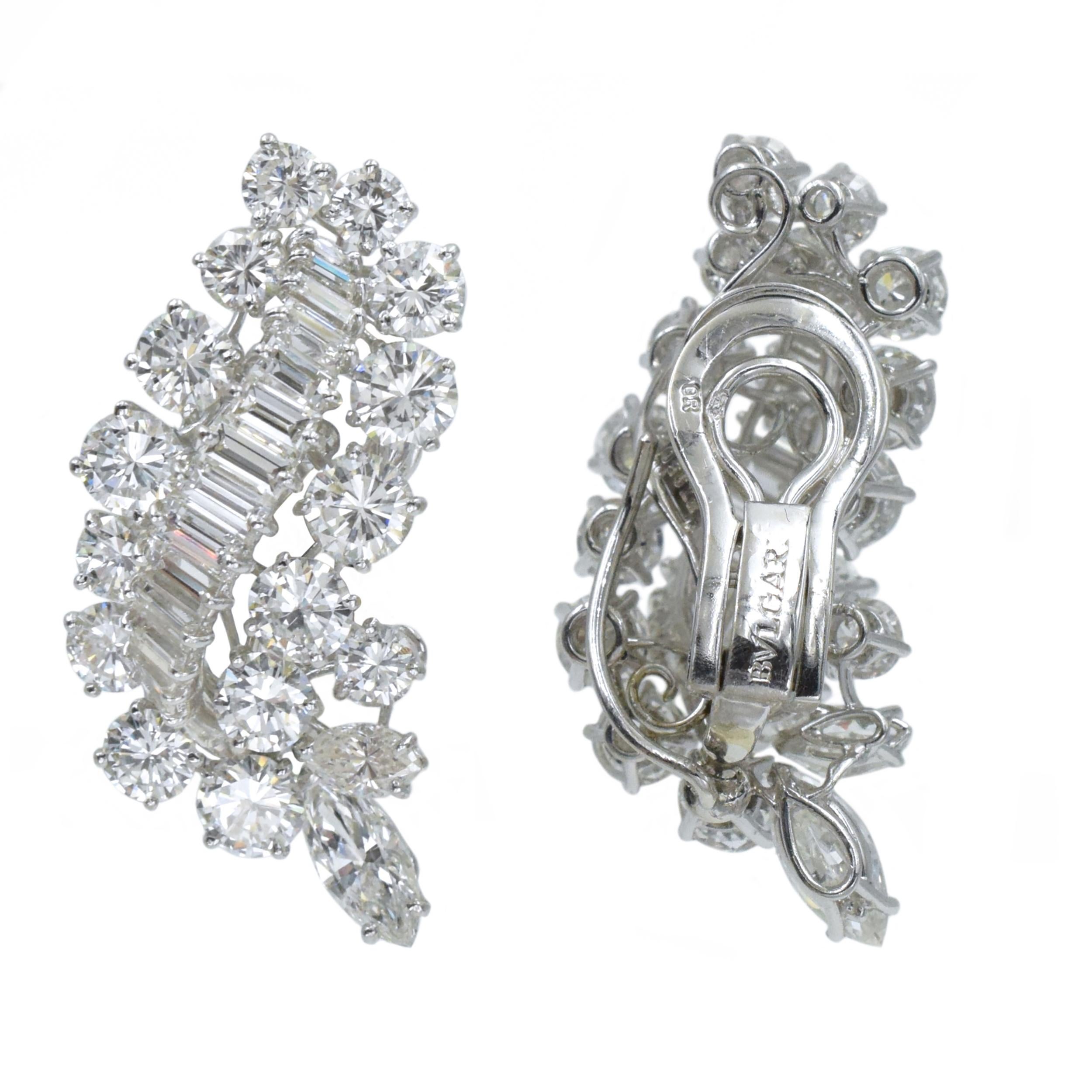 Women's Bvlgari Diamond  Ear-Clips Platinum For Sale