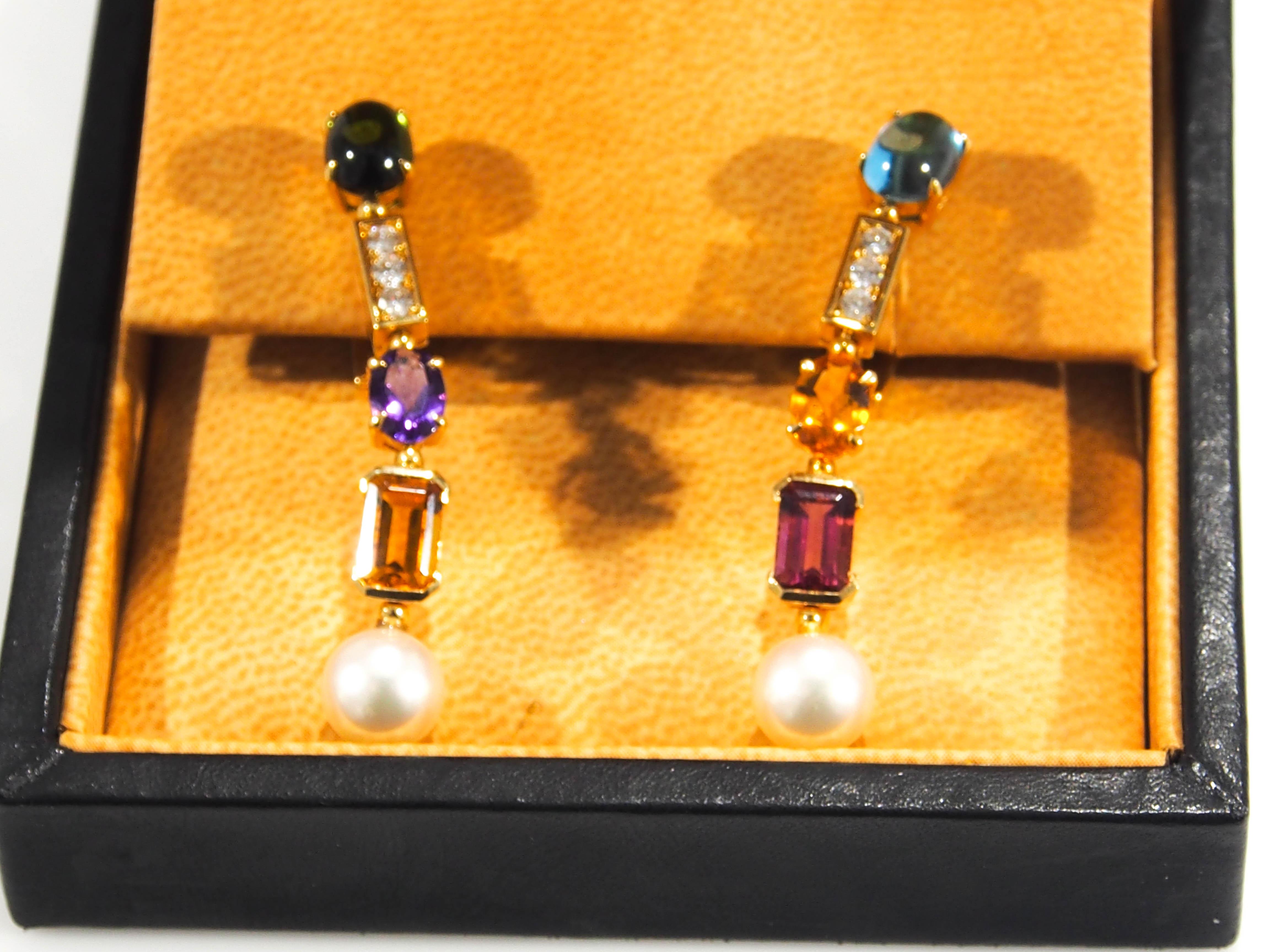 Women's Bvlgari Diamond Earrings Allegra Collection Gemstone 18 Karat