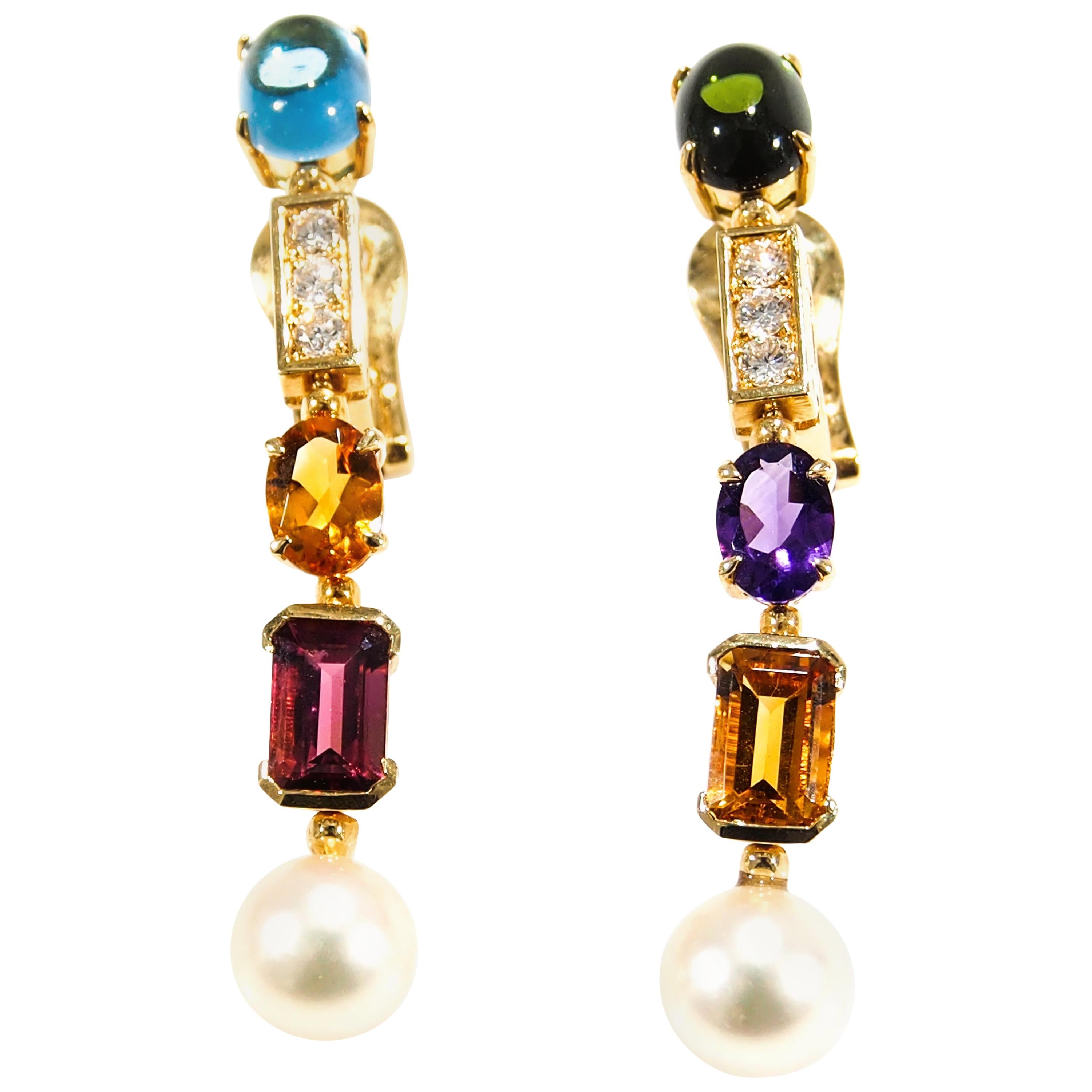 Bvlgari Diamond Earrings Allegra Collection Gemstone 18 Karat