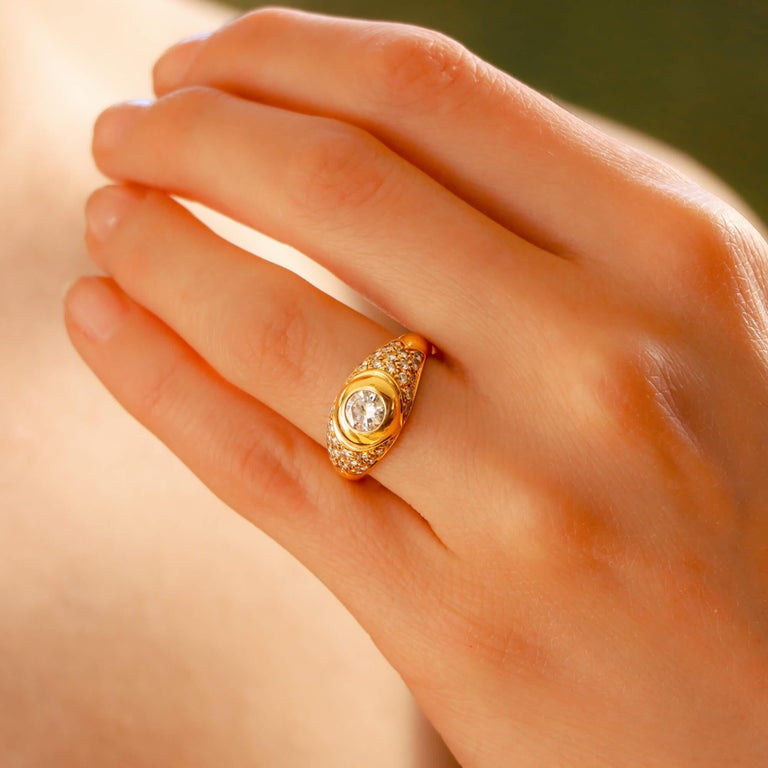 Bvlgari Diamond Engagement/Cocktail Ring in 18k Yellow Gold at 1stDibs