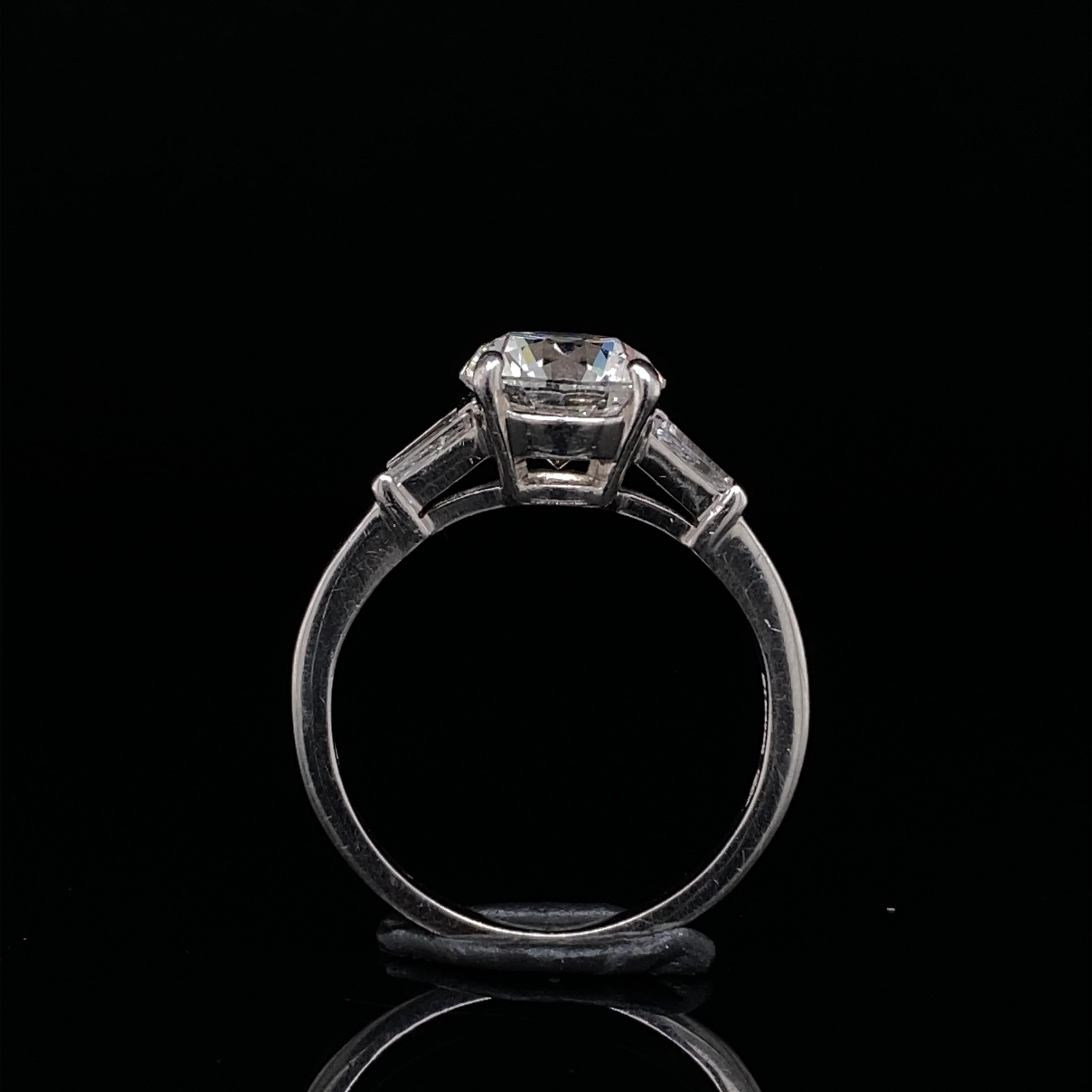 Art Deco Bvlgari Diamond Engagement Ring, Platinum 2.02 Carat