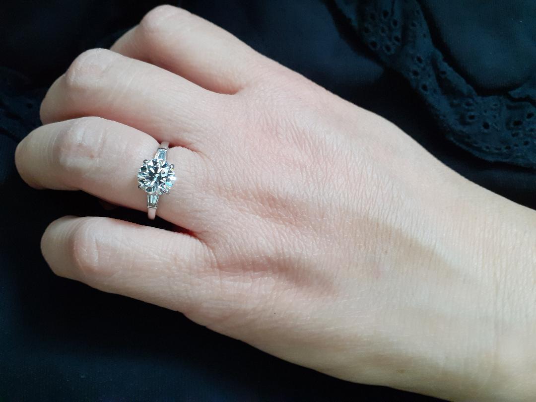 Round Cut Bvlgari Diamond Engagement Ring, Platinum 2.02 Carat