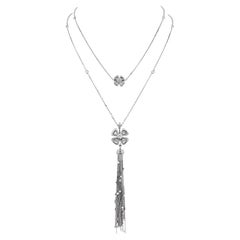 Bvlgari Diamond Fiorever Necklace with Tassel Pendant in 18K White Gold