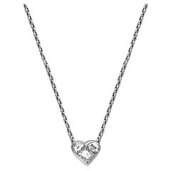Bvlgari Diamond Heart Pendant Necklace in 18k White Gold