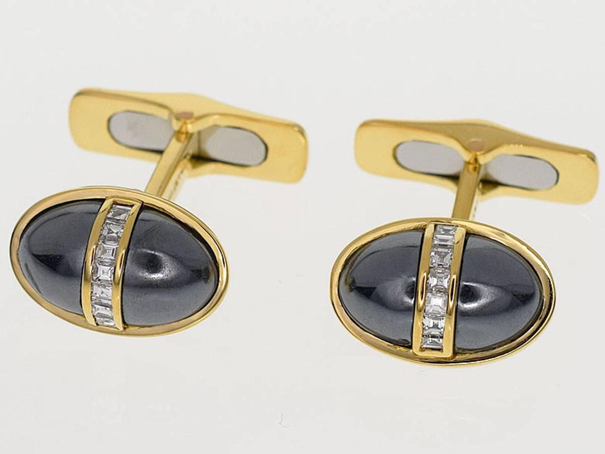 Brand:BVLGARI
Name:Diamond hematite cufflinks tie pin set
Material :Diamond, hematite, K18 YG PG Yellow Gold Pink Gold
Comes with:Our original box
Size:Cuffs top about 0.62