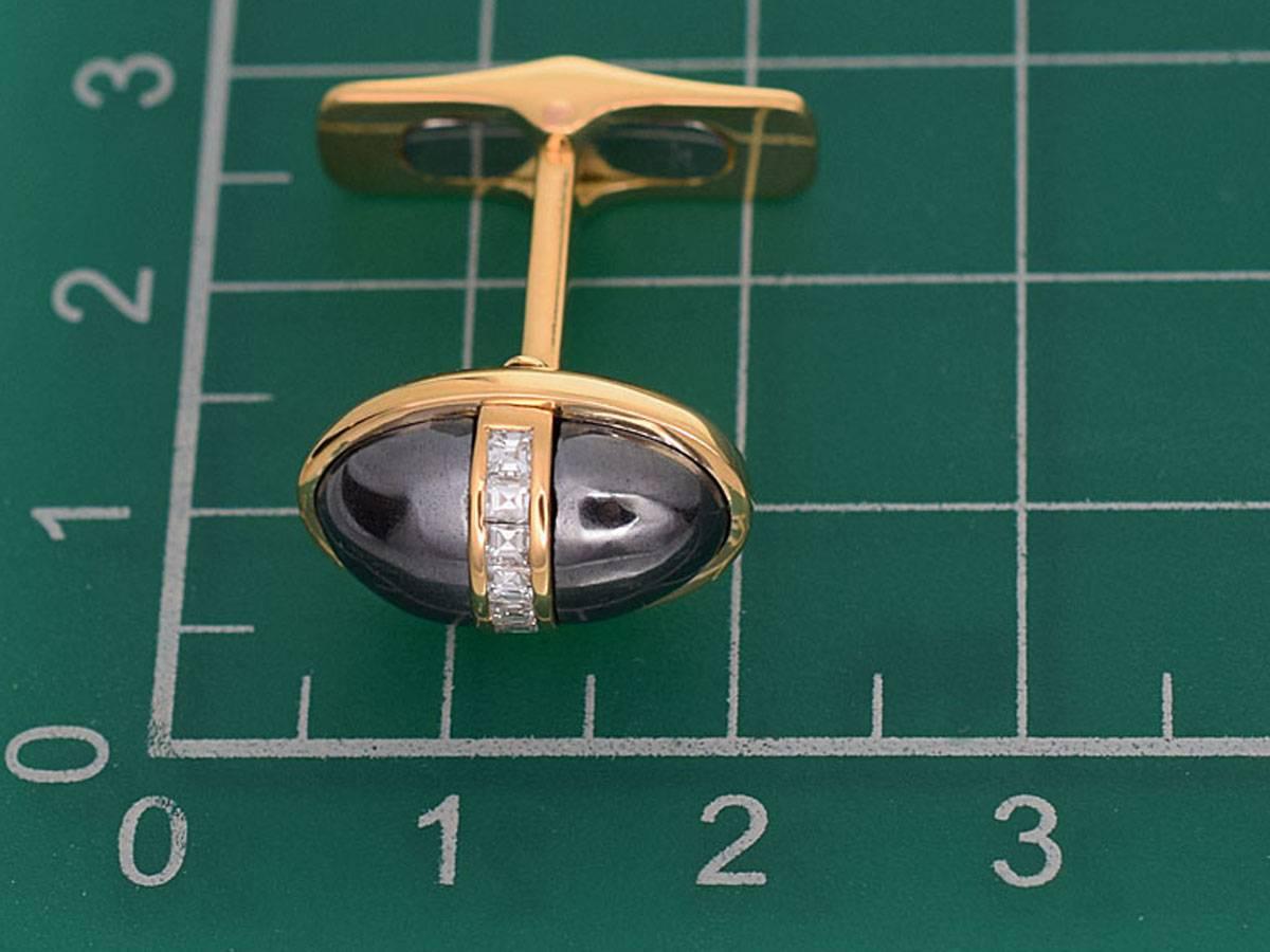 Bvlgari Diamond Hematite Cufflinks Tie Pin Set 18 Karat Yellow Gold Pink Gold Herren