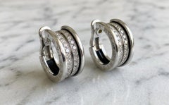 Bvlgari Diamond Hoop Clip Earrings in 18 Karat White Gold