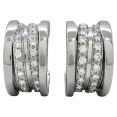 Bvlgari Diamond Hoop Clip Earrings in 18 Karat White Gold