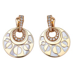 Bvlgari Diamond Mother-of-Pearl Intarsio Rose Gold Pendant Earrings