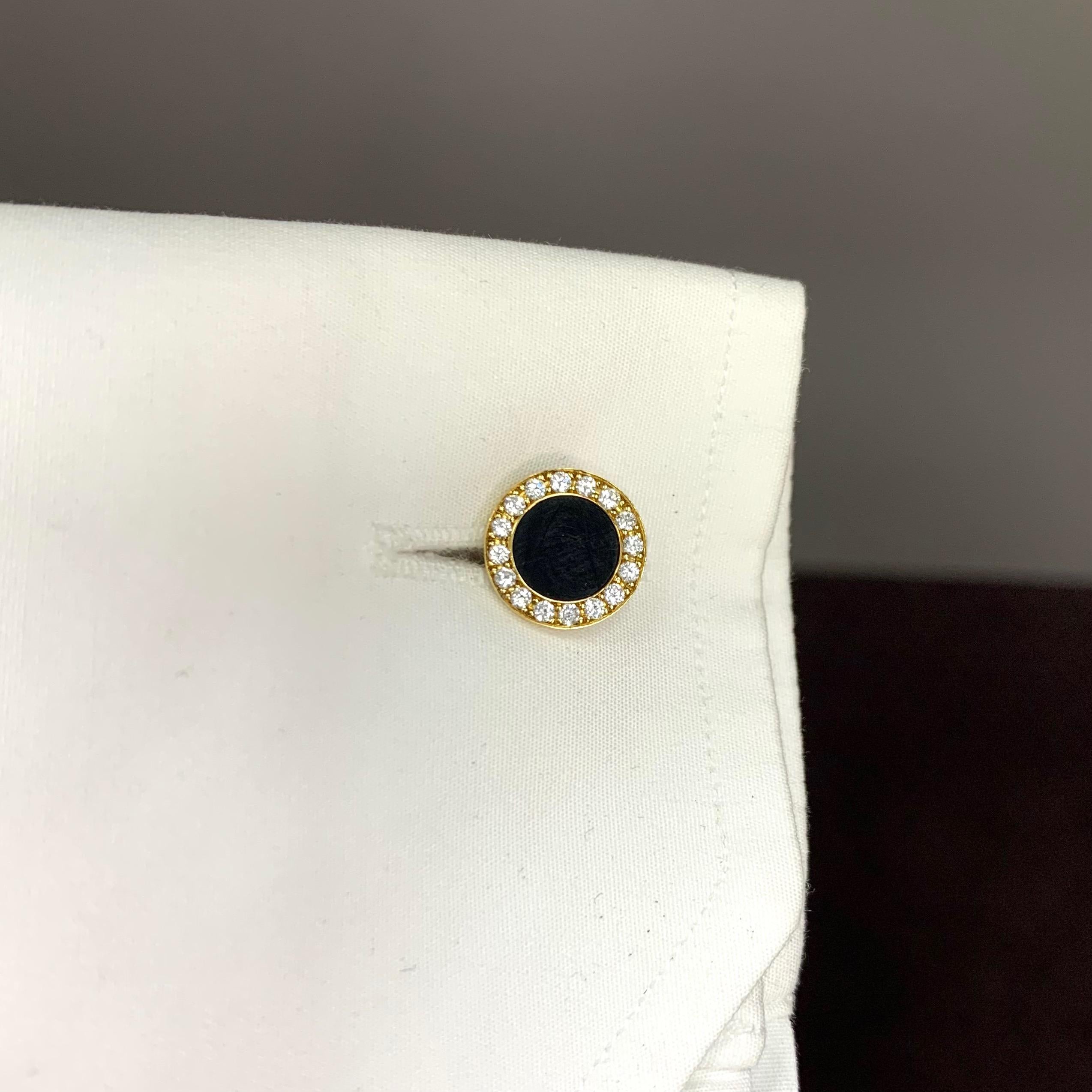 Bvlgari Diamond Onyx Cufflinks For Sale 5