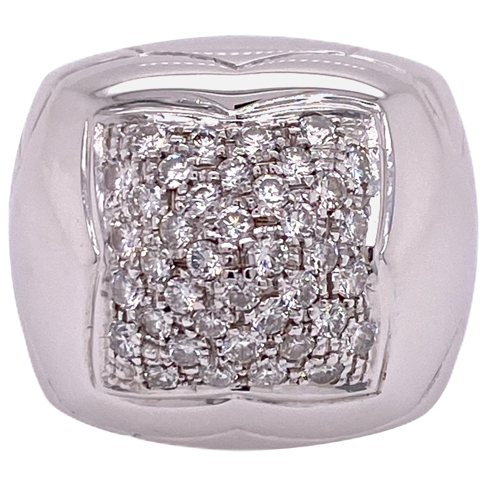 Bvlgari Diamond Pyramind 18 Karat White Gold Modern Ring Italy Designer 