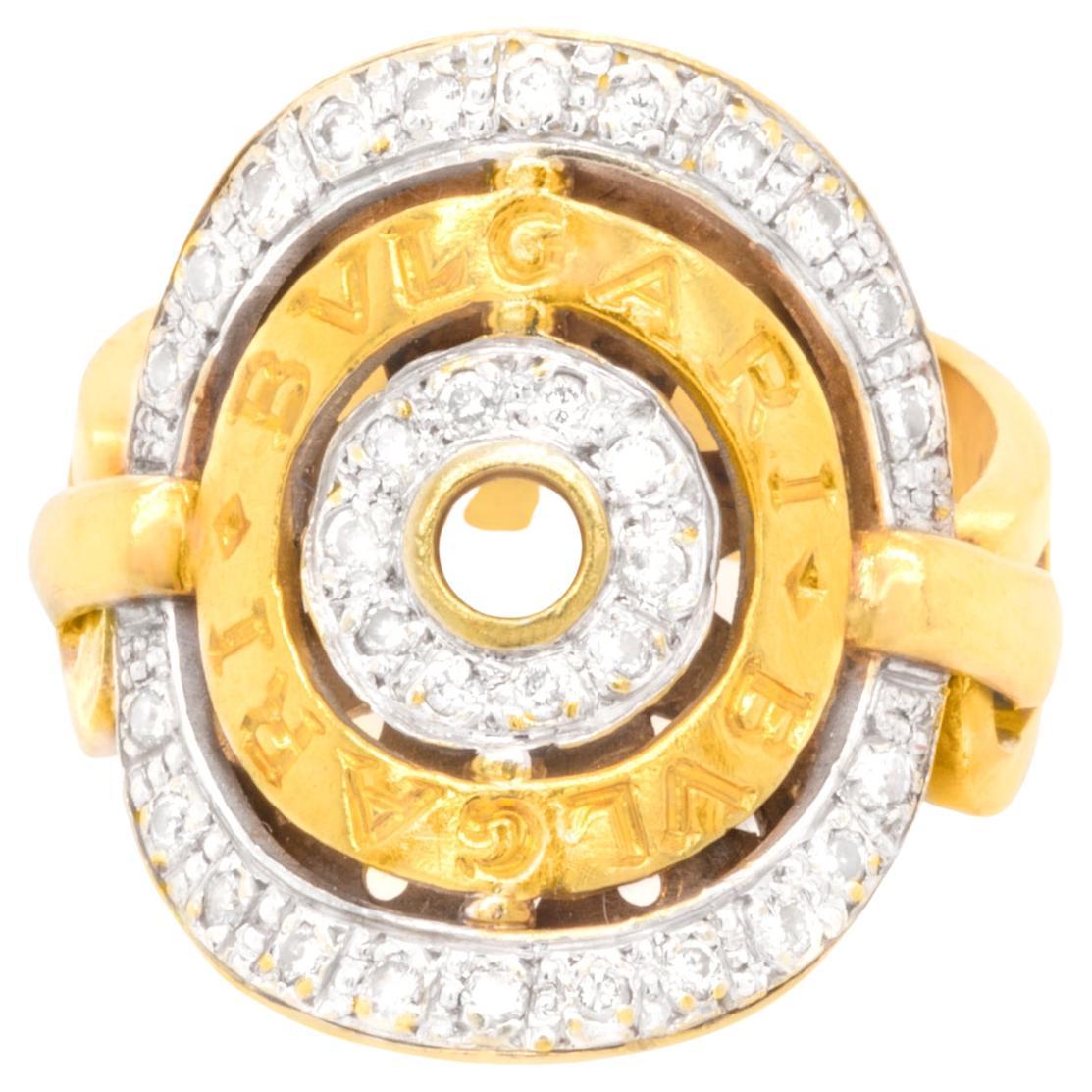 Bvlgari Diamond Ring 1.50 Carats Total 18K Gold