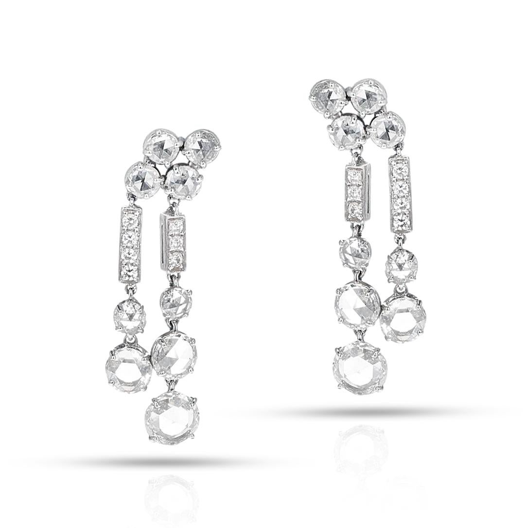 Women's or Men's BVLGARI Diamond Rose Cut Dangling Earrings, 18k For Sale