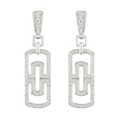 Bvlgari Diamond Set Parentesi Drop Dangle Earrings 1.14 Carat