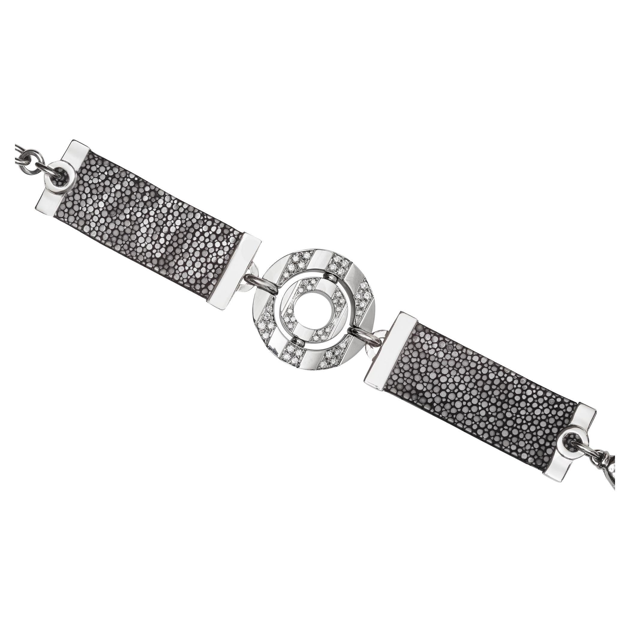 Bvlgari Diamond Shagreen Bracelet  For Sale