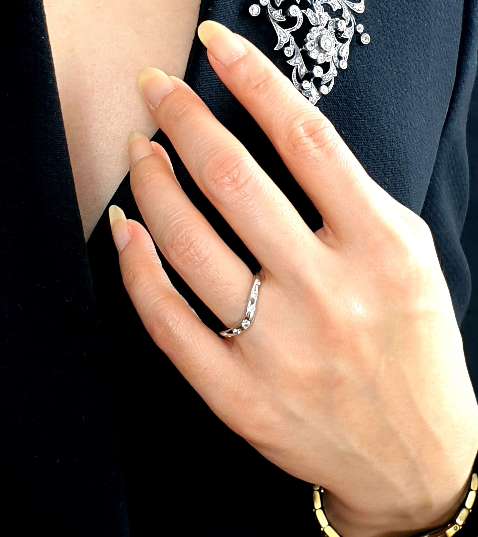 Modern Bvlgari Diamond Wishbone/Wedding/Eternity Ring in Platinum, Corona Collection