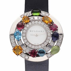 BVLGARI Diamonds Colored stones 18K White Gold Astrale Cerchi Watch AEW36G