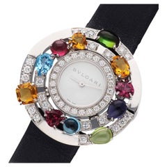 BVLGARI Diamonds Colored stones 18K White Gold Astrale Cerchi Watch AEW36G