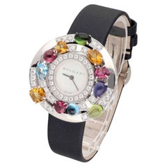 Bvlgari Diamanti Pietre Colorate Oro Bianco 18K Astrale Cerchi Orologio AEW36G