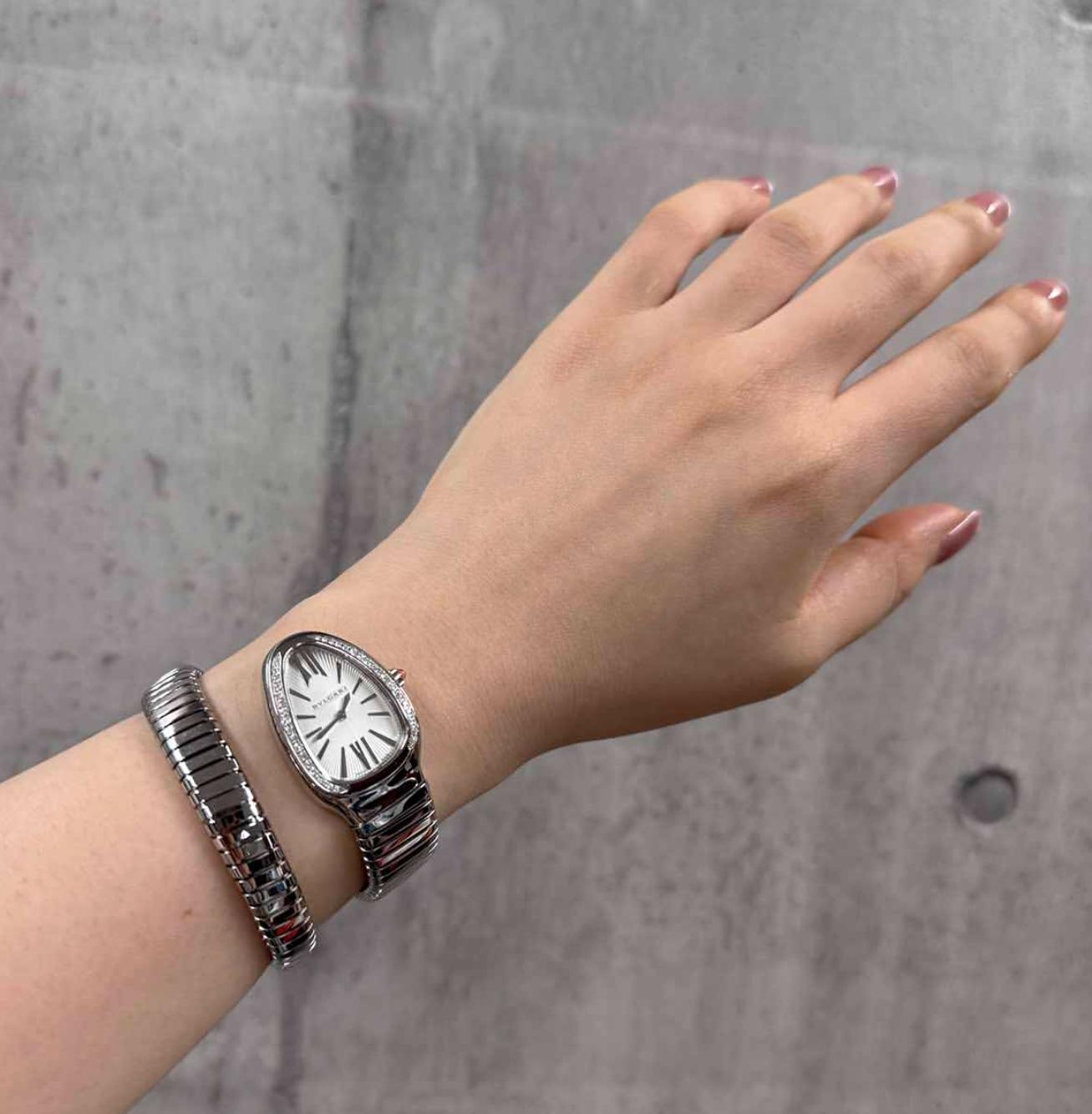 BVLGARI Montre Serpenti Tubogas en acier inoxydable avec quartz SP35S Réf.101816 en vente 9