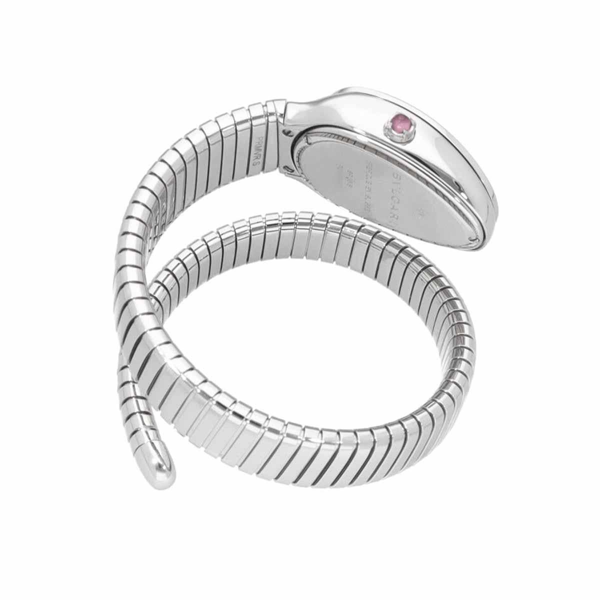 BVLGARI Diamonds Stainless Steel Serpenti Tubogas Watch Ref.101816 SP35S Quartz In Good Condition For Sale In Tokyo, JP