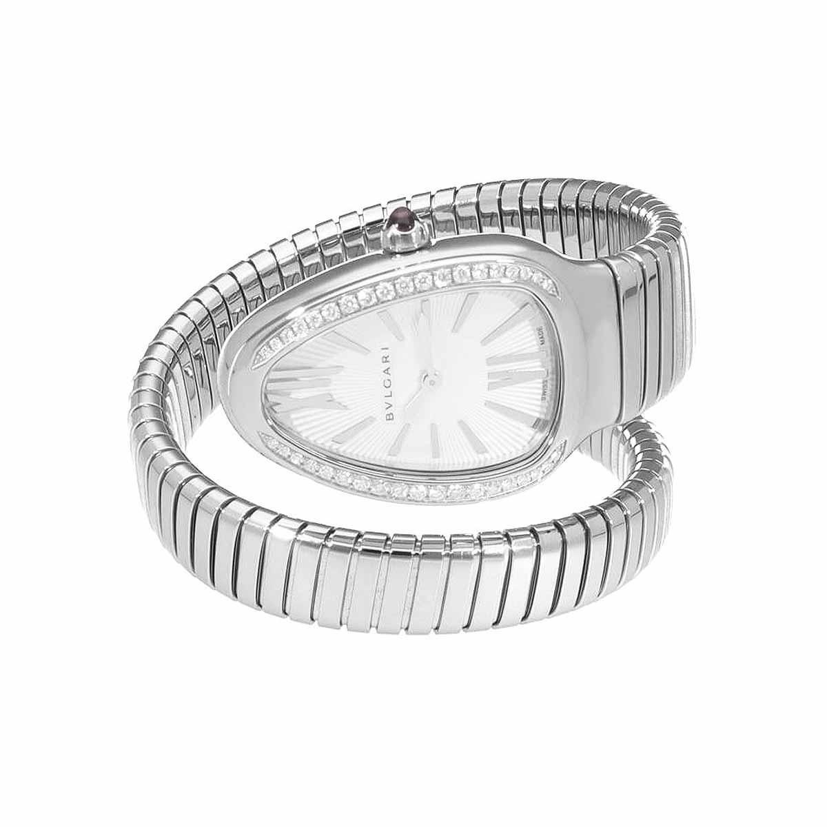 BVLGARI Diamanten Edelstahl Serpenti Tubogas Uhr Ref.101816 SP35S Quarz (Rundschliff) im Angebot