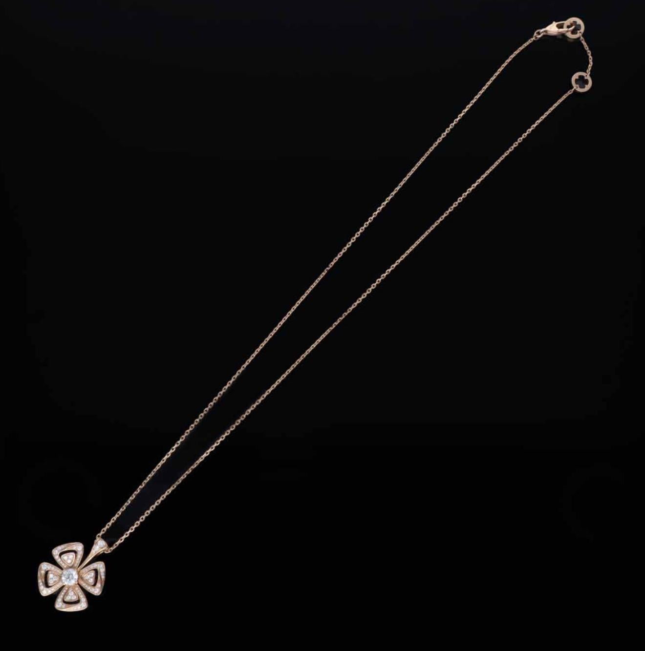 BVLGARI Diamonds Total 0.60ct 18K Pink Gold Fiorever Pendant Necklace For Sale 7