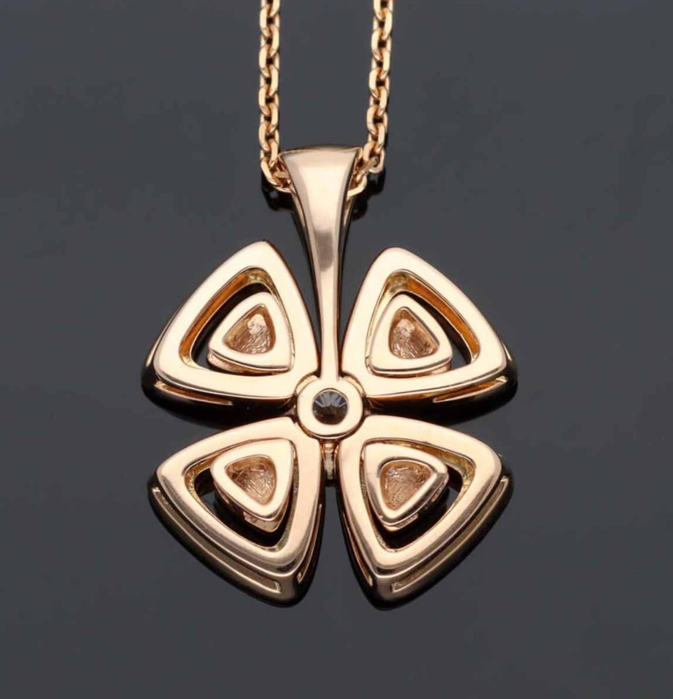 BVLGARI Diamonds Total 0.60ct 18K Pink Gold Fiorever Pendant Necklace For Sale 8