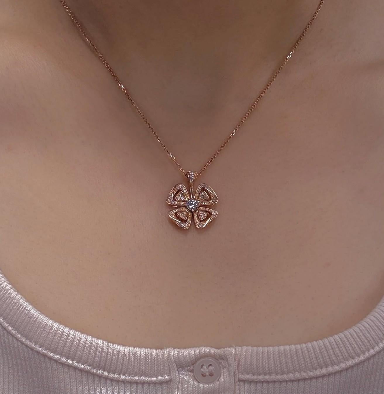 BVLGARI Diamonds Total 0.60ct 18K Pink Gold Fiorever Pendant Necklace For Sale 9