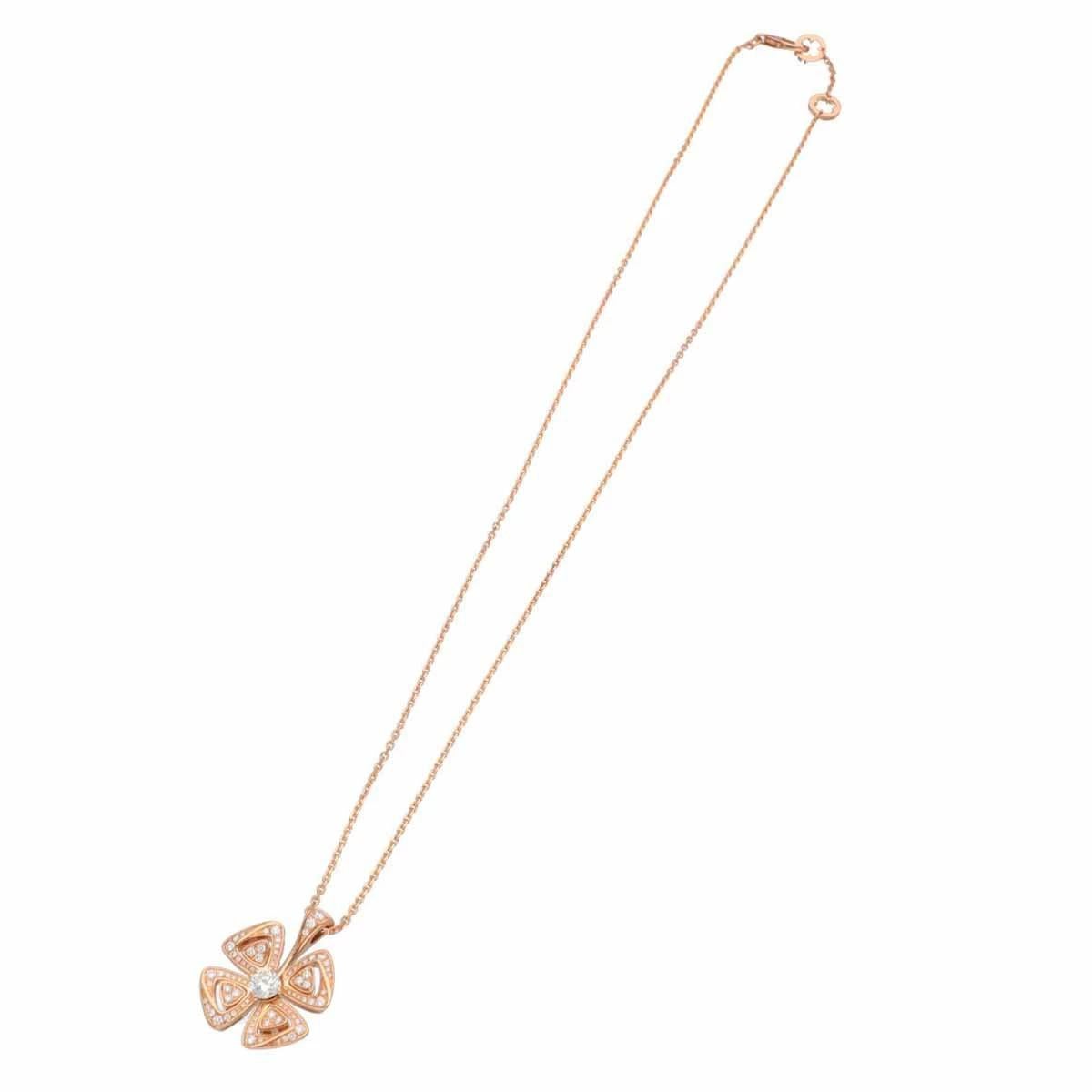 BVLGARI Collier pendentif fiorever en or rose 18 carats avec diamants totalisant 0,60 carat Bon état - En vente à Tokyo, JP