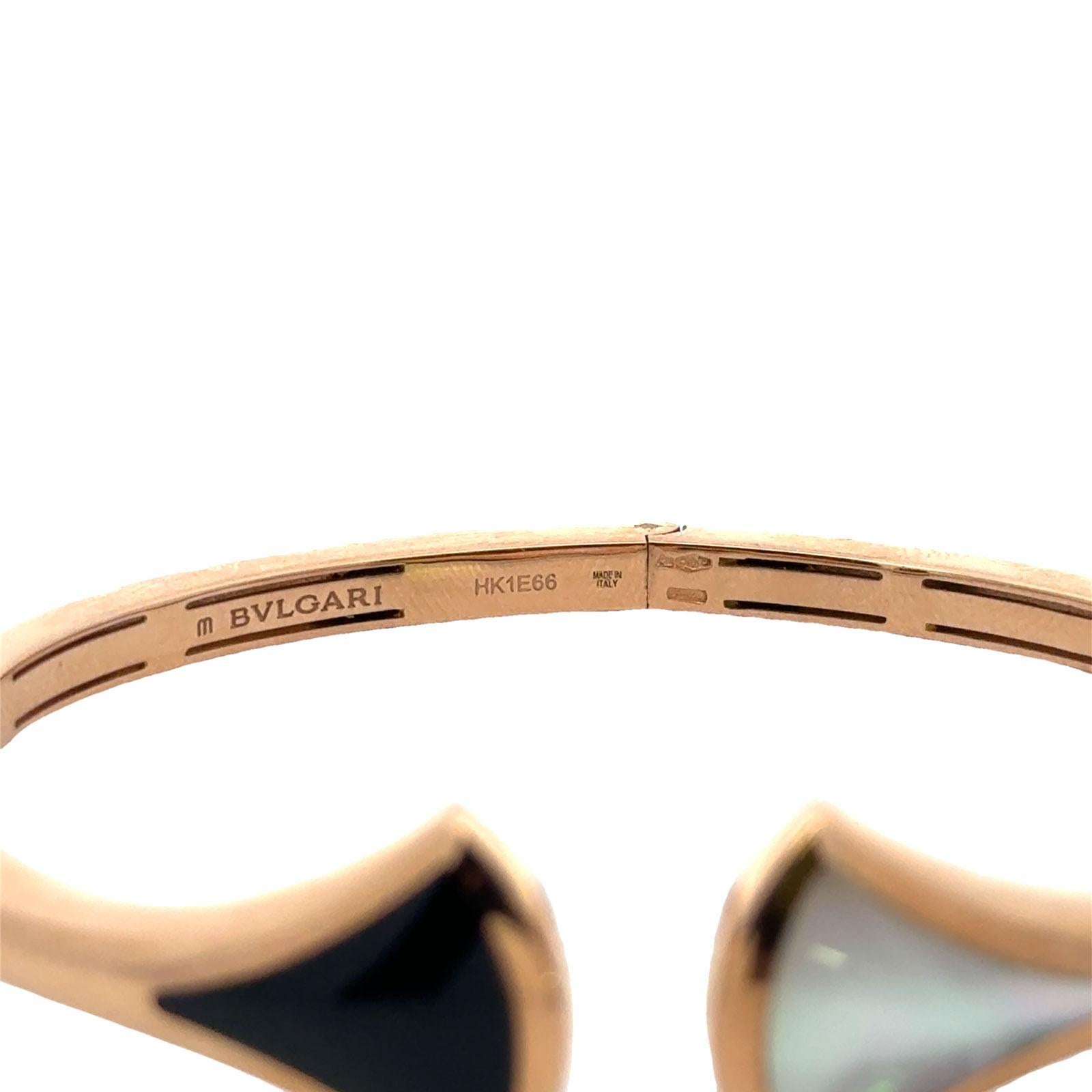 Bvlgari Diva Dream Onyx Mother Of Pearl 18 Karat Rose Gold Hinged Cuff Bracelet 1