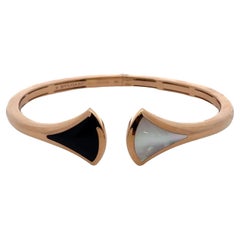 Bvlgari Diva Dream Onyx Mother Of Pearl 18 Karat Rose Gold Hinged Cuff Bracelet